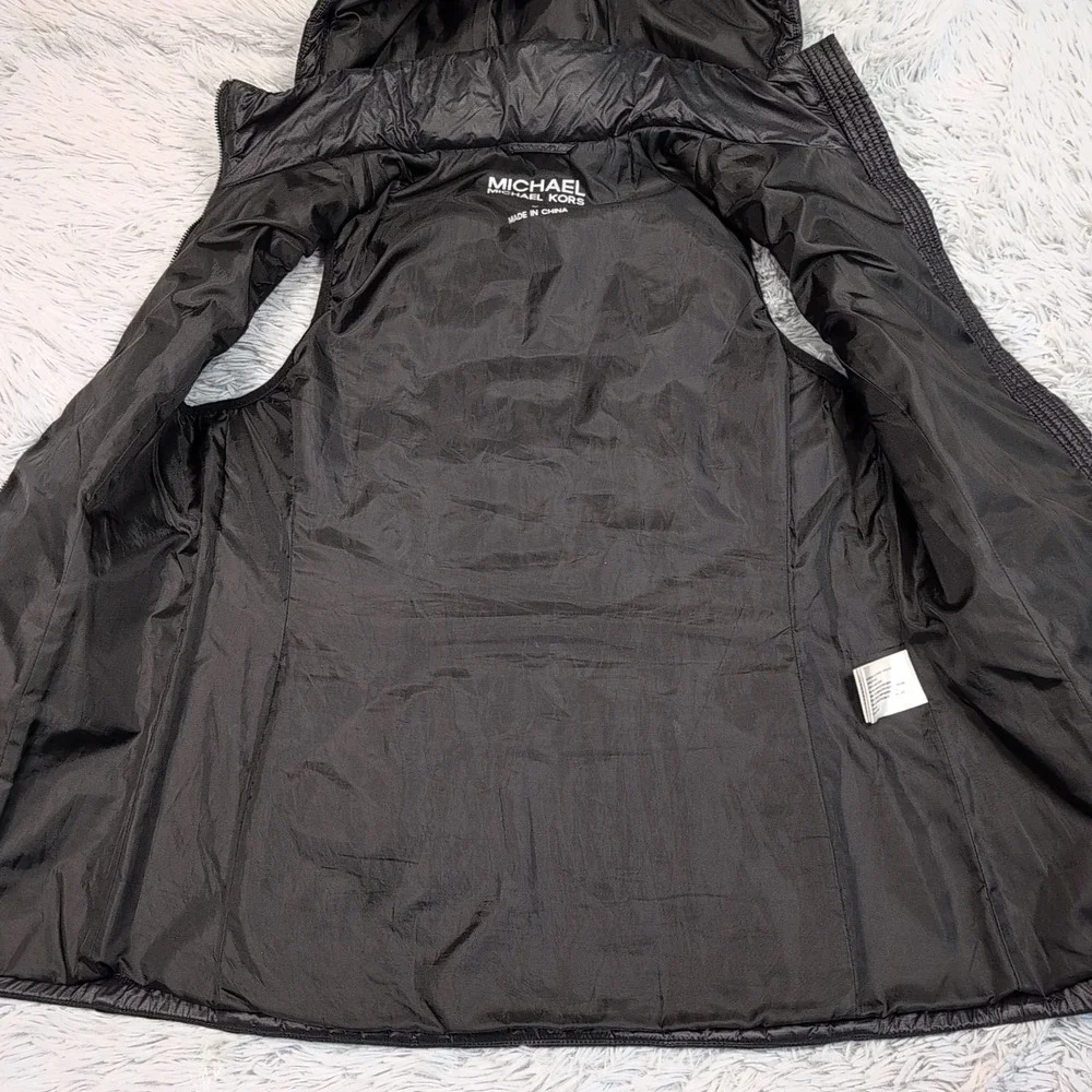 Michael Kors Vest Womens M Black‎ Removable Hood Gorpcore Comfy Zip Up Pockets